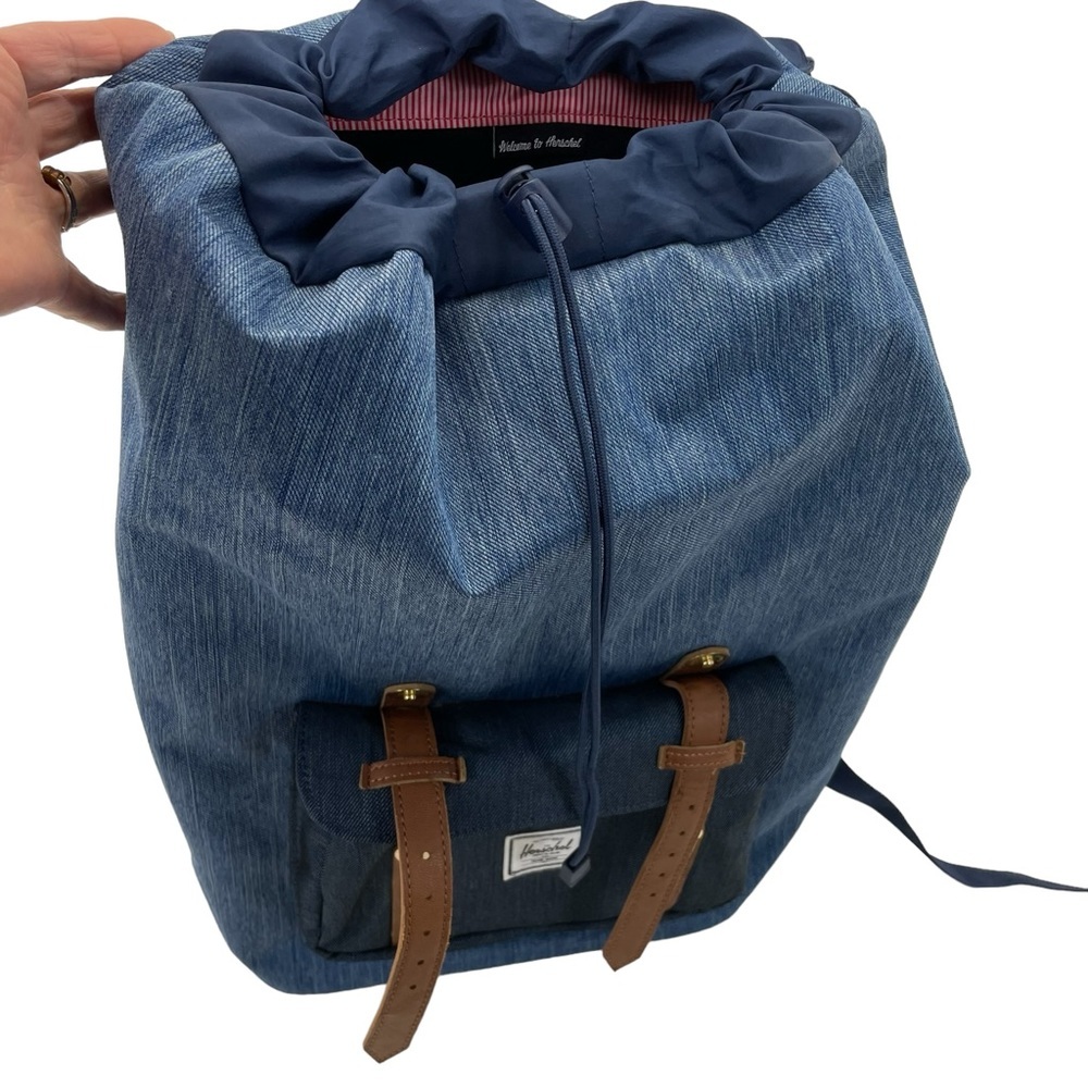 Herschel Supply Company Two-Tone Denim Backpack with Brown Straps - Picture 6 of 16
